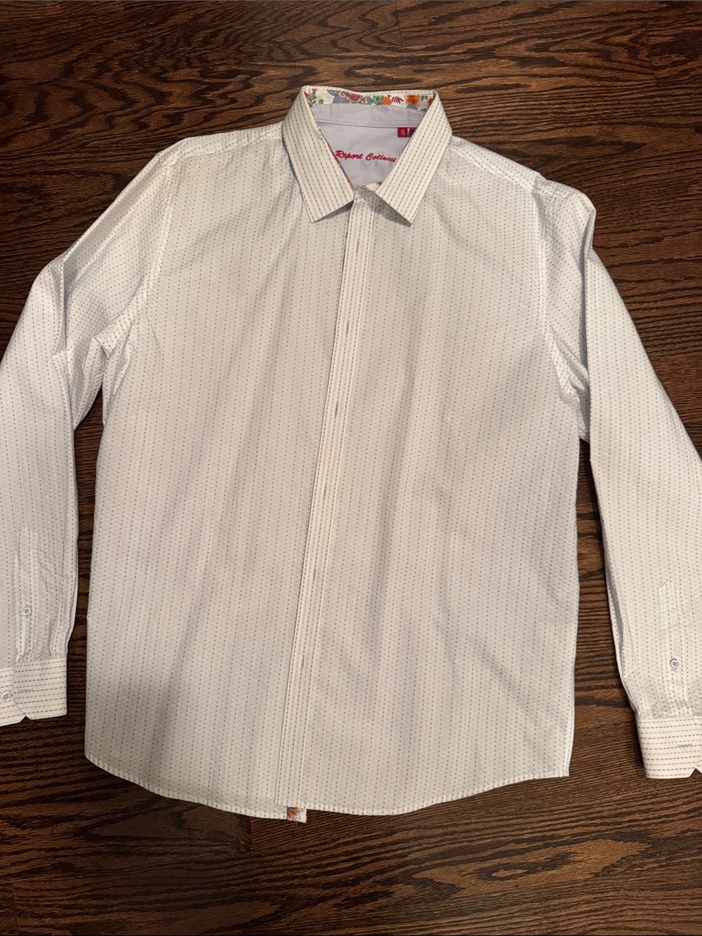 Report Collection White Micro-Pattern Dress Shirt